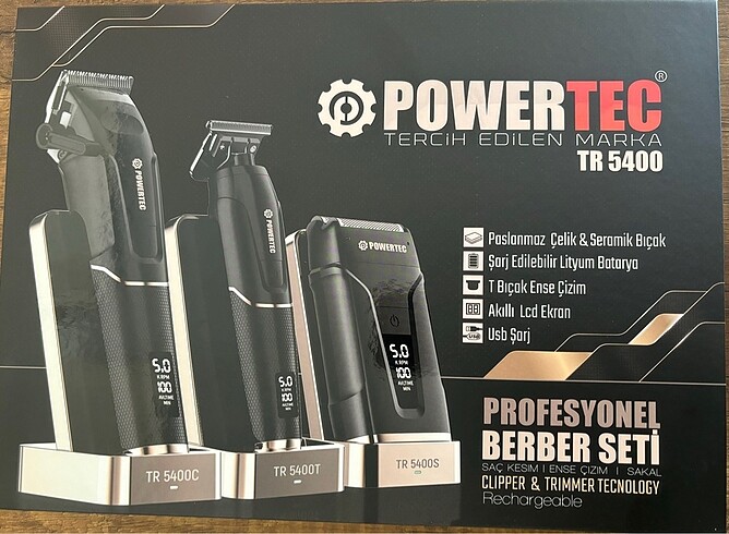 POWERTEC TR 5400 3?lü SET SAÇ SAKAL TIRAŞ MAKİNESİ