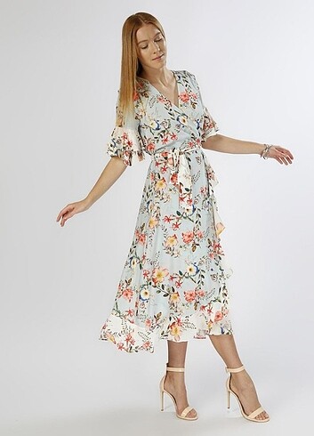 Bebe mavisi midi elbise