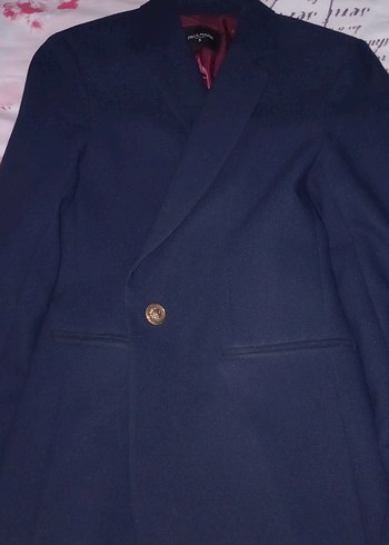 Lacivert Kadın Düğmeli Blazer Ceket