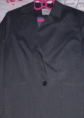 Gri Düğmeli Kadın Blazer Ceket