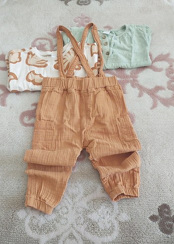 Bej Keten Askılı Bol Kesim Erkek Tulum - Görsel 2