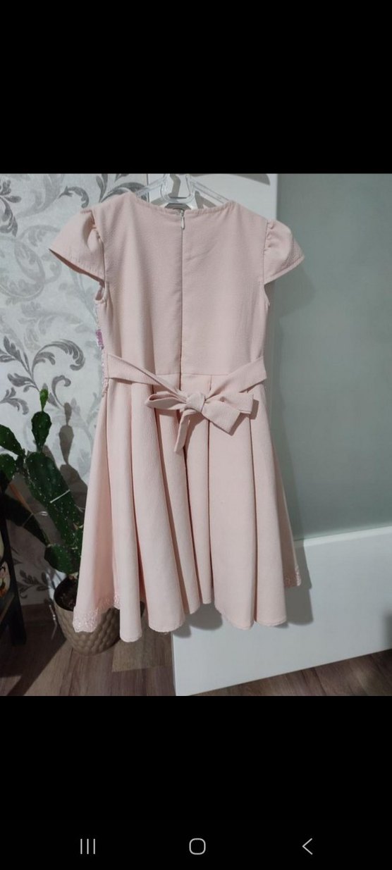 Kız Çocuk Pembe Dantelli Kısa Kollu Elbise - Görsel 2