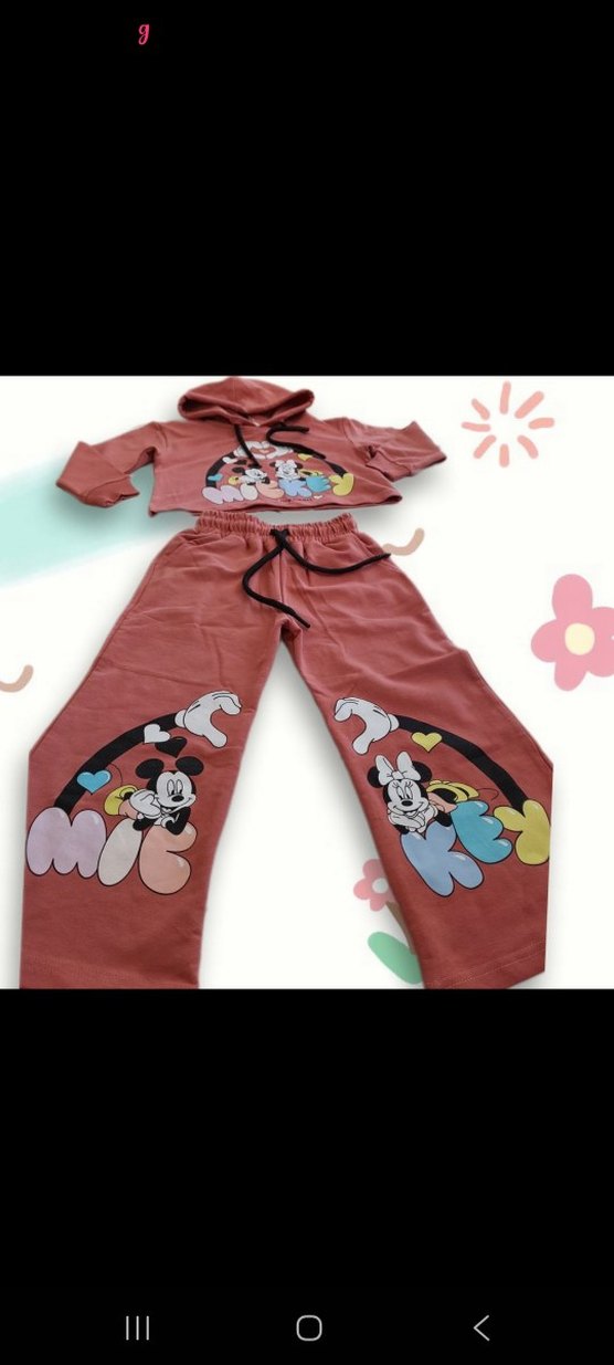 Kız Çocuk Kapüşonlu Renkli Baskılı Eşofman Takımı - Görsel 2