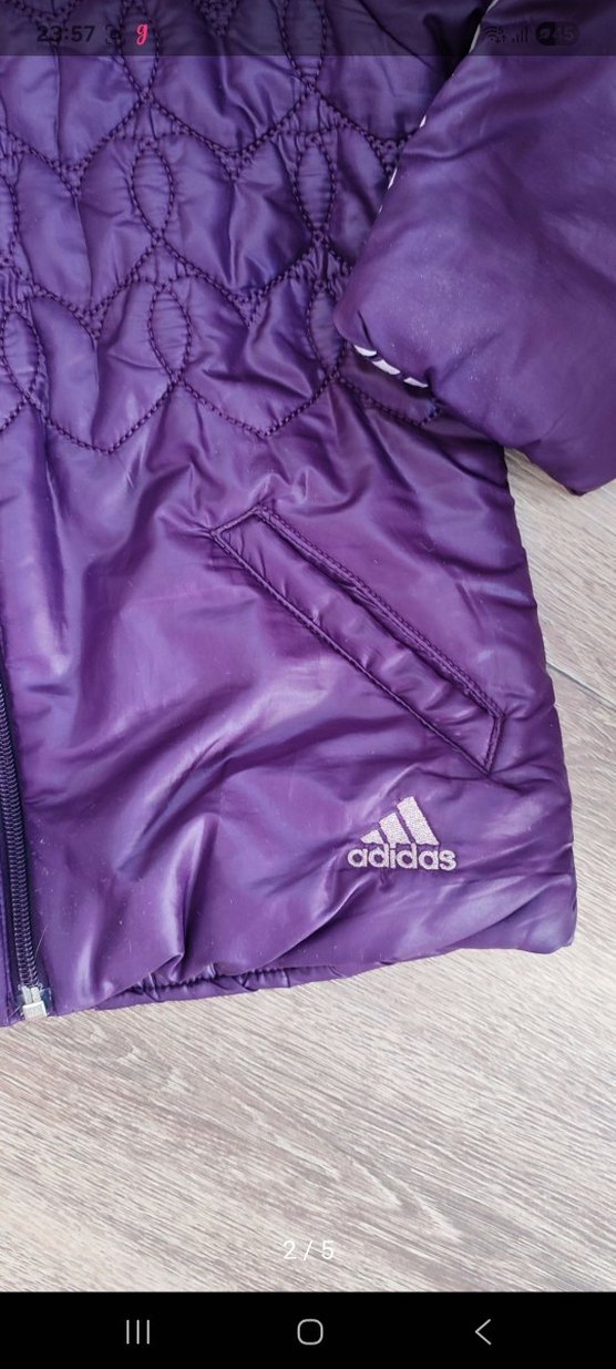 Kız Çocuk Mor Kapüşonlu Fermuarlı Mont - Görsel 2