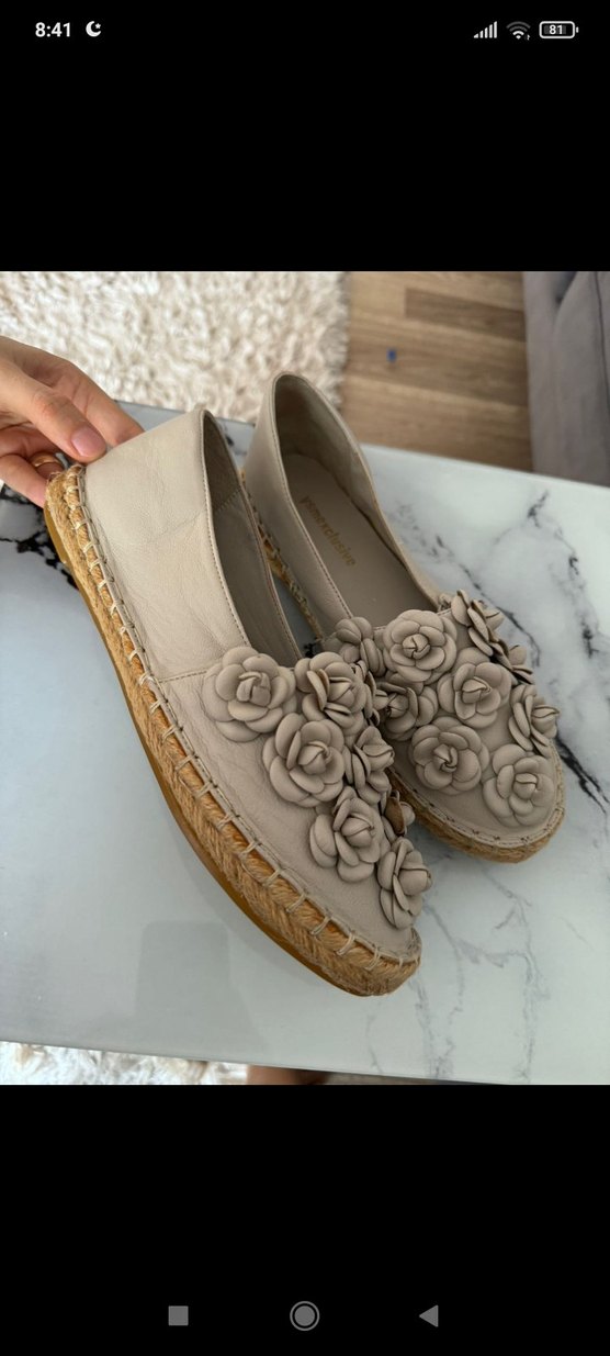 Hakiki deri gri yepyeni Kadın Espadril - Görsel 4