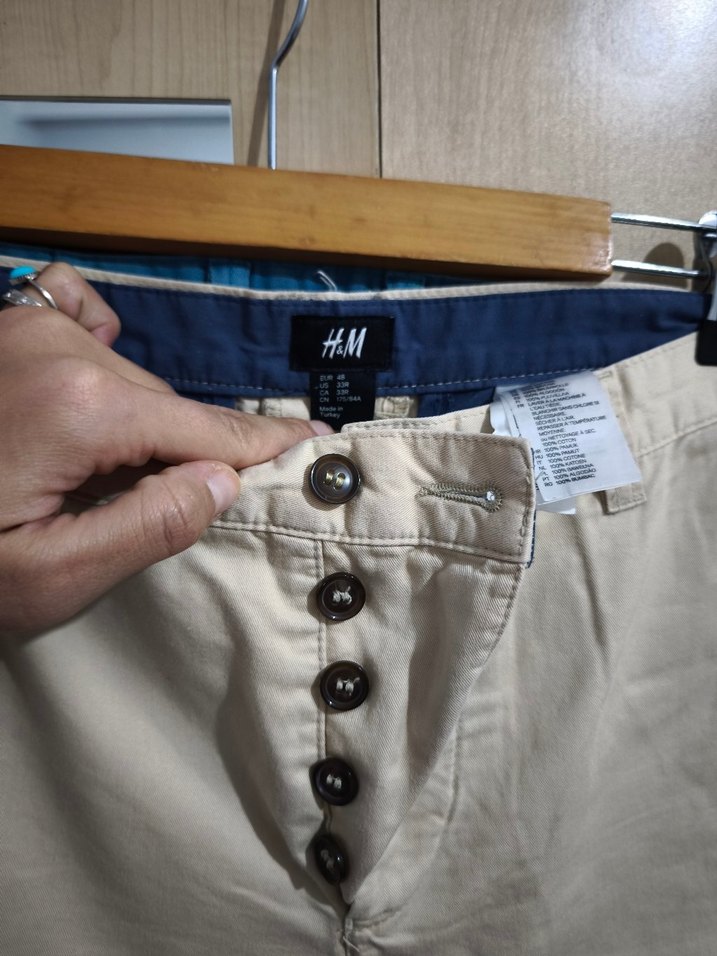 HM Düğmeli Bej Erkek Regular Fit Pantolon - Görsel 3
