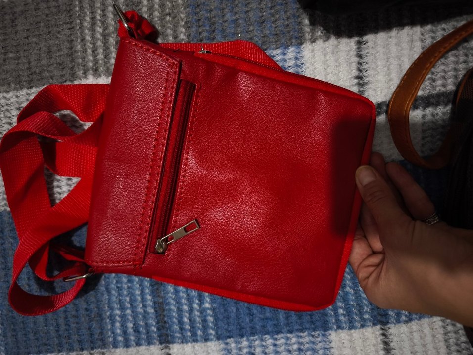 Kadın Deri Kırmızı Sokak Stili Çanta - Görsel 2