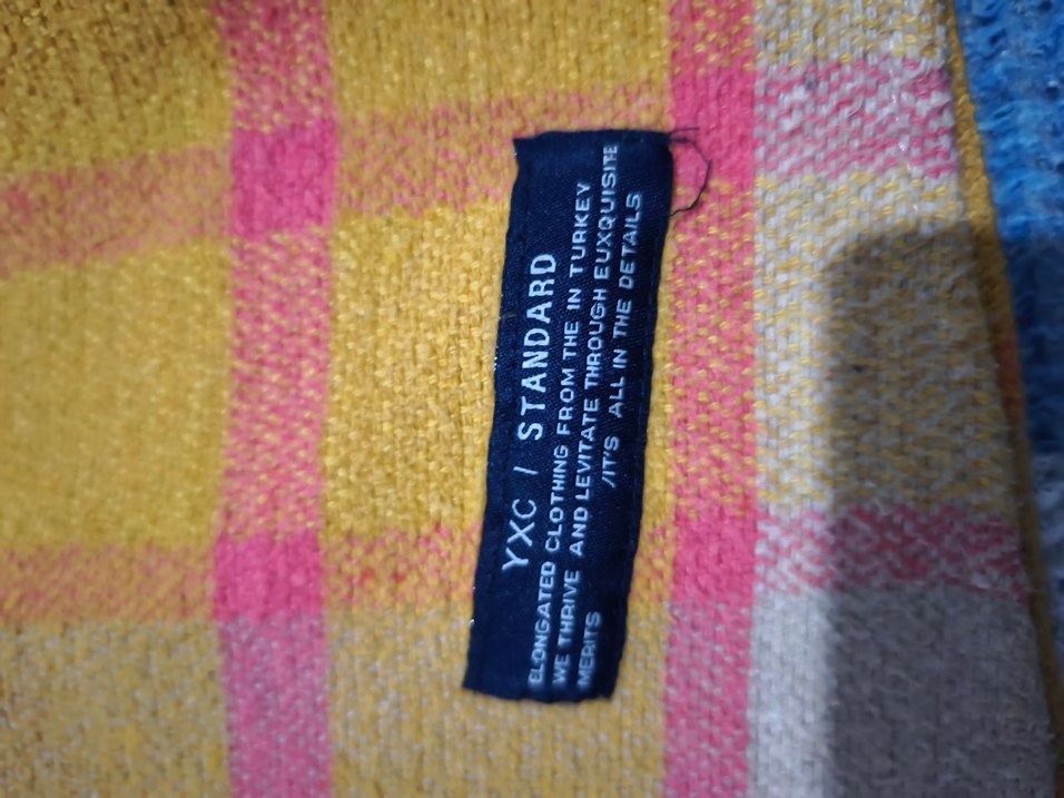 vintage Sarı Ekose Desenli Kadın Yün Gömlek - Görsel 3