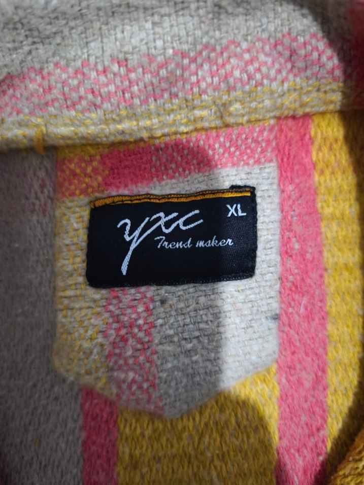 vintage Sarı Ekose Desenli Kadın Yün Gömlek - Görsel 2