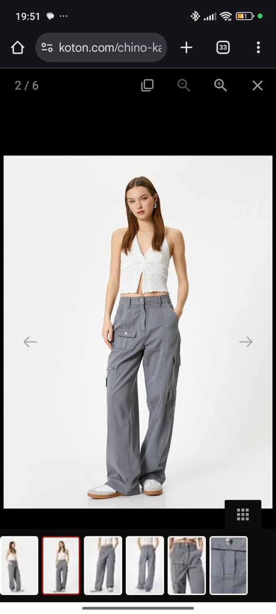 koton pamuklu kargo pantolon - Görsel 2