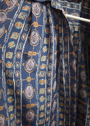 vintage Desenli Bohem Uzun Kollu Gömlek - Görsel 5