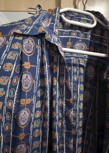 vintage Desenli Bohem Uzun Kollu Gömlek - Görsel 3