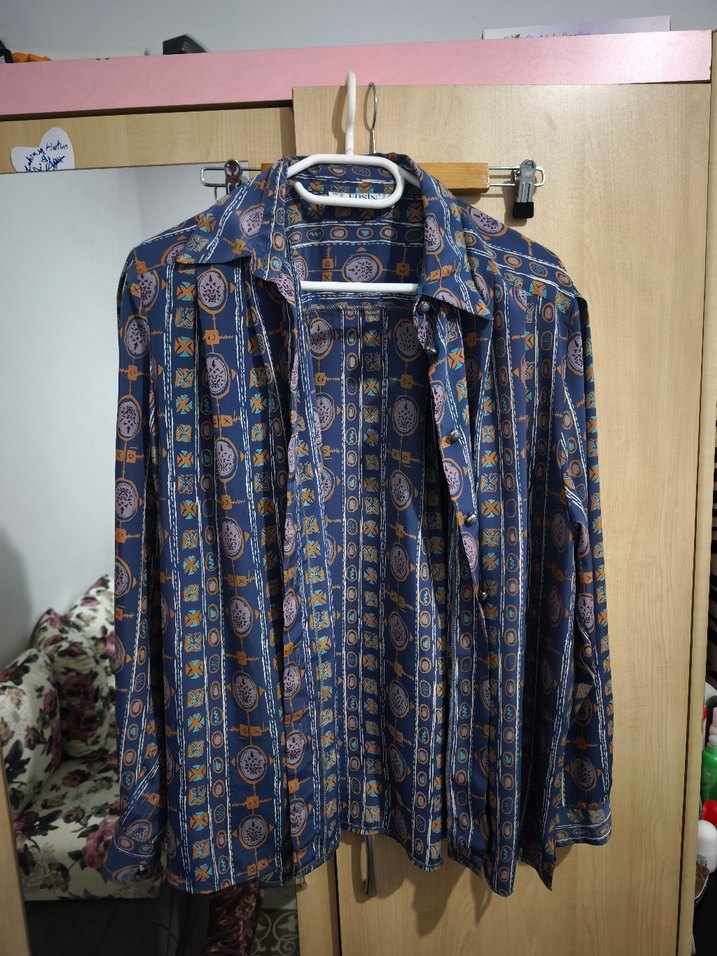 vintage Desenli Bohem Uzun Kollu Gömlek - Görsel 2