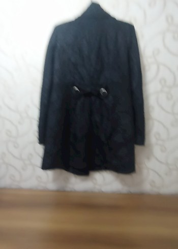 Düğmeli Siyah Kadın Kaban - Görsel 7