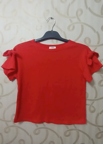 Kız Çocuk Kırmızı Fırfırlı Tişört - Görsel 4