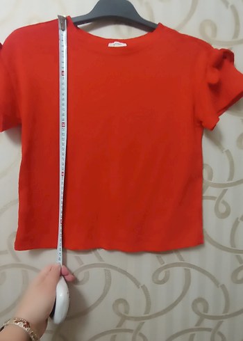 Kız Çocuk Kırmızı Fırfırlı Tişört - Görsel 2