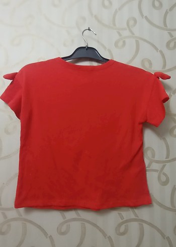 Kız Çocuk Kırmızı Fırfırlı Tişört - Görsel 3