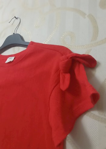 Kız Çocuk Kırmızı Fırfırlı Tişört - Görsel 7