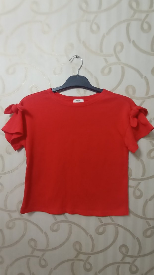 Kız Çocuk Kırmızı Fırfırlı Tişört - Görsel 4