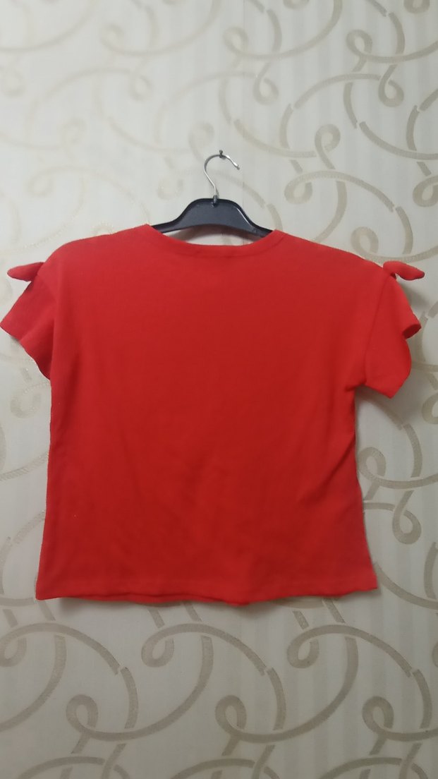 Kız Çocuk Kırmızı Fırfırlı Tişört - Görsel 3