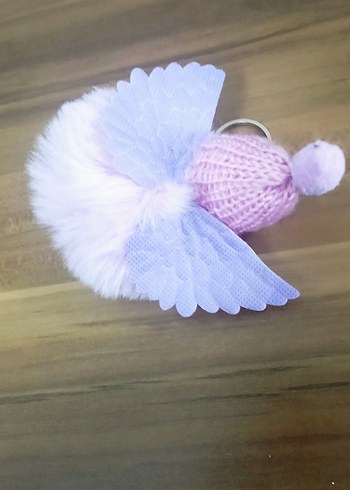 Mor Peluş Kanatlı Bebek Anahtarlık - Görsel 4