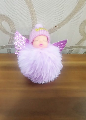 Mor Peluş Kanatlı Bebek Anahtarlık - Görsel 6