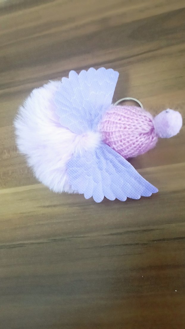 Mor Peluş Kanatlı Bebek Anahtarlık - Görsel 4
