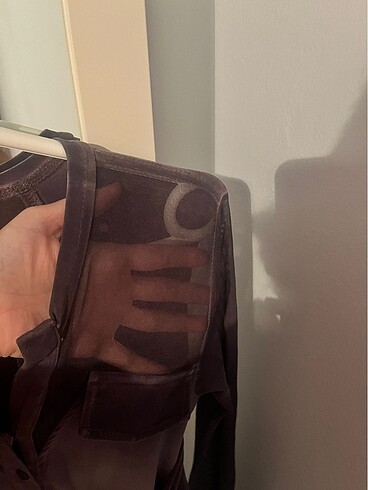 s Beden mor Renk üzeri ve kolları transparan elbise