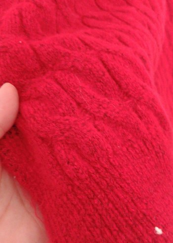 Kırmızı Uzun Kollu Triko Kadın Kazak - Görsel 3