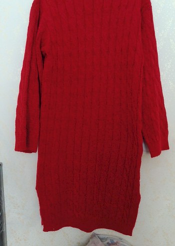 Kırmızı Uzun Kollu Triko Kadın Kazak - Görsel 2