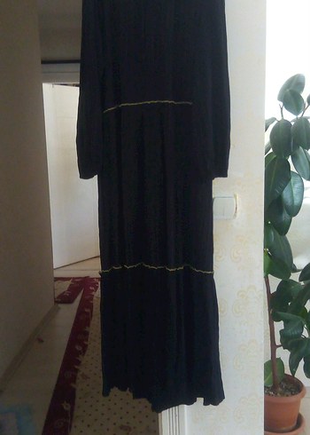 Siyah Uzun Drapeli Gotik Elbise