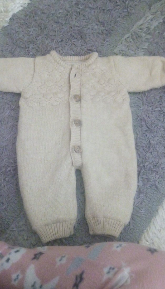 Bej Örgü Bebek Tulumu - Görsel 2