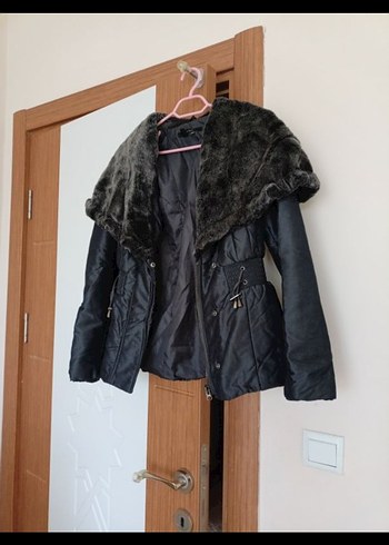 Gri Kürklü Kadın Kışlık Mont,zara marka s beden uyumlu,yepyeni - Görsel 4