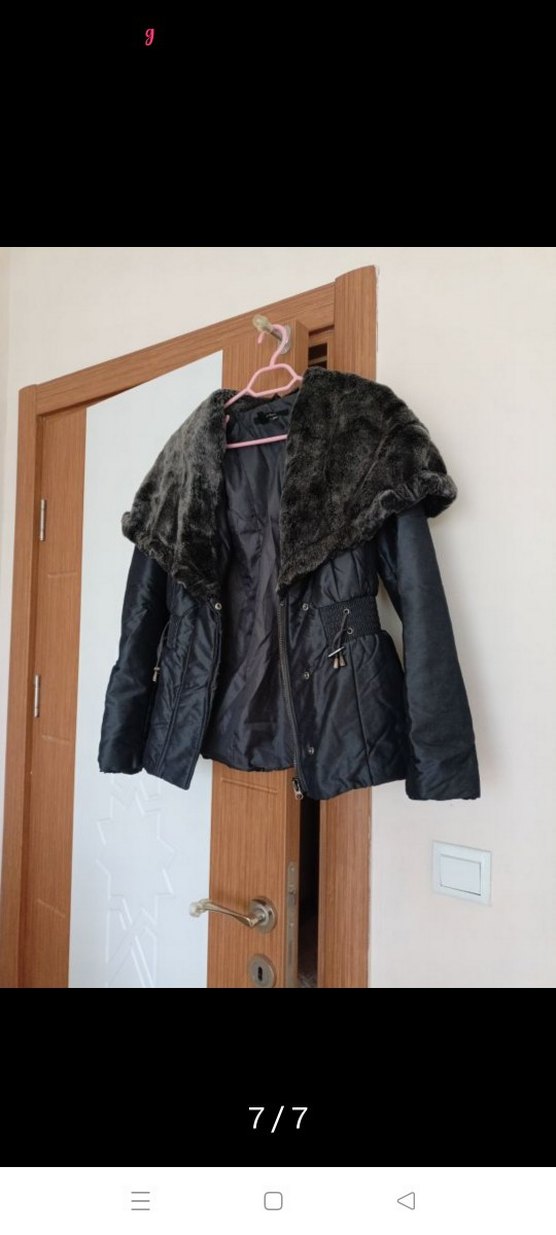 Gri Kürklü Kadın Kışlık Mont,zara marka s beden uyumlu,yepyeni - Görsel 4