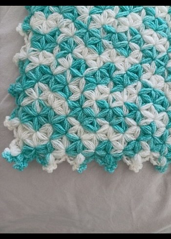 Turkuaz ve Beyaz Örgü Banyo lifi - Görsel 3