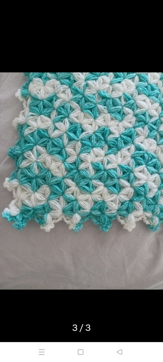 Turkuaz ve Beyaz Örgü Banyo lifi - Görsel 3