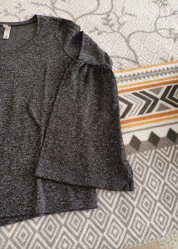 Gri Uzun Kollu Rahat Kesim  Kazak - Görsel 2