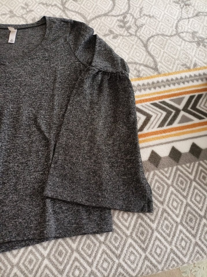 Gri Uzun Kollu Rahat Kesim  Kazak - Görsel 2