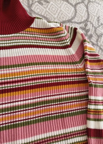 Bohem Çok Renkli Boğazlı Kazak - Görsel 2