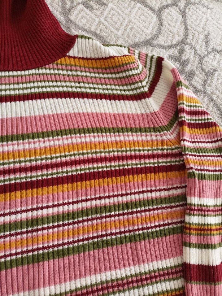 Bohem Çok Renkli Boğazlı Kazak - Görsel 2