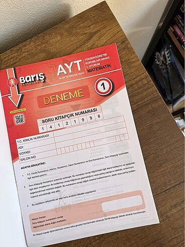  AYT MATEMATİK DENEMESİ BARIŞ YAYINLARI