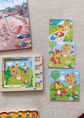 Renkli Çocuk Puzzle Seti ve Ahşap Alfabe - Görsel 9