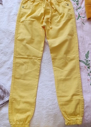 Sarı Rahat Kesim çocuk Keten Pantolon