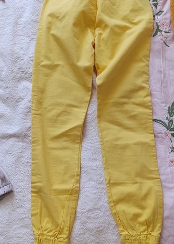 9 Yaş Beden sarı Renk Sarı Rahat Kesim çocuk Keten Pantolon