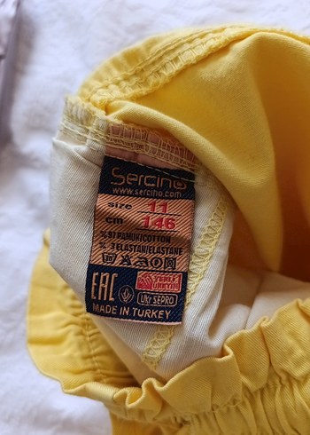 Sarı Rahat Kesim çocuk Keten Pantolon - Görsel 6