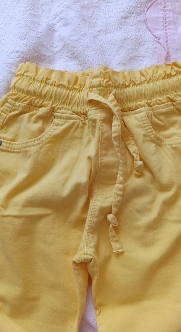 Sarı Rahat Kesim çocuk Keten Pantolon - Görsel 3