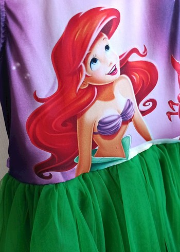 Renkli Deniz Kızı Temalı Kız Çocuk Elbisesi - Görsel 8