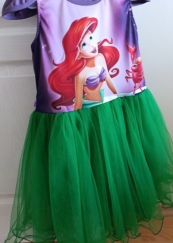 Renkli Deniz Kızı Temalı Kız Çocuk Elbisesi - Görsel 9