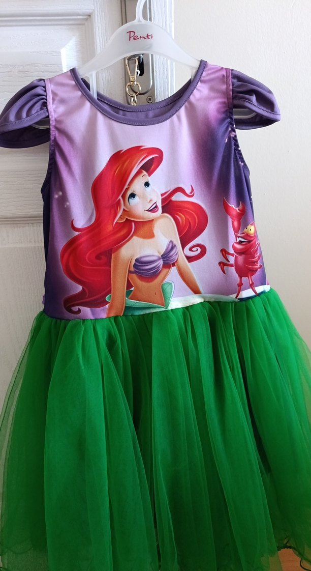 Renkli Deniz Kızı Temalı Kız Çocuk Elbisesi - Görsel 2