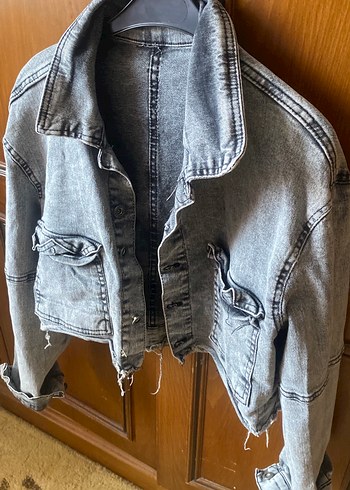 Koton Gri Düğmeli Kadın Denim Ceket